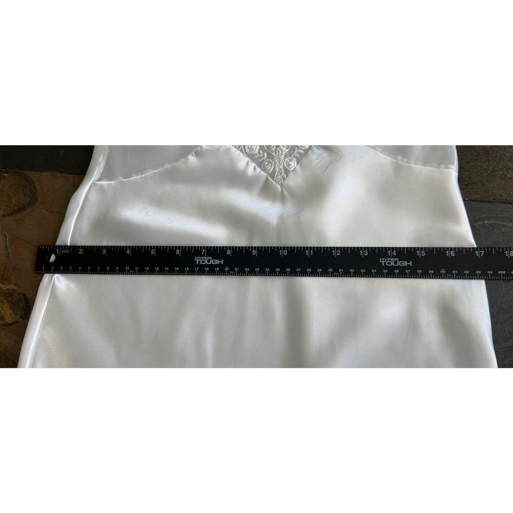 Val Mode Lingerie White Beaded Slip Dress Size Small Vintage 90’s Gown Dainty - Picture 11 of 13